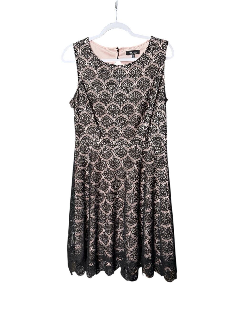 Kensie Womens Black Sheath Lace Fringe Lined Party Cocktail Dress Size 10